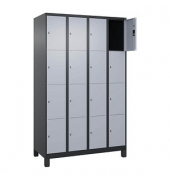 Schließfachschrank Classic Plus schwarzgrau, weißaluminium 080010-404 S10040, 16 Schließfächer 120,0 x 50,0 x 195,0 cm
