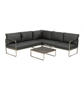 Loungegruppe Boston anthrazit, silber Metall, 15-teilig
