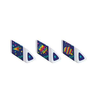 3 maped Radiergummis PIXEL PARTY weiß