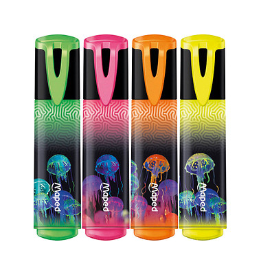 Textmarker Deepsea Paradise, 740710, Etui, 4-farbig sortiert, 1-5mm Keilspitze
