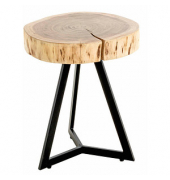 Beistelltisch 54955, 43cm (H), 35x35cm (BxT), rund, akazie / schwarz