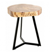 Beistelltisch 54956, 50cm (H), 45x45cm (BxT), rund, akazie / schwarz