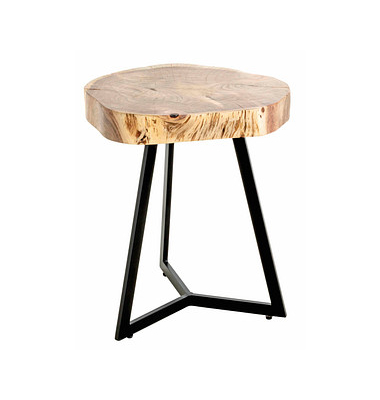 Beistelltisch 54956, 50cm (H), 45x45cm (BxT), rund, akazie / schwarz