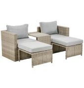 Loungegruppe Olea Mini grau, sand Kunststoff, Metall, 11-teilig