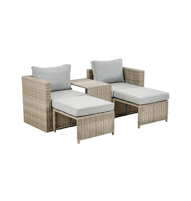 Loungegruppe Olea Mini grau, sand Kunststoff, Metall, 11-teilig