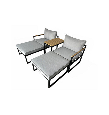 Loungegruppe Retiro grau, schwarz Metall, 11-teilig