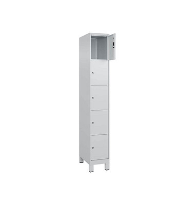 Schließfachschrank Classic Plus lichtgrau 080010-105 S10009, 5 Schließfächer 30,0 x 50,0 x 195,0 cm