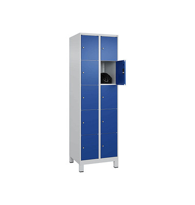 Schließfachschrank Classic Plus enzianblau, lichtgrau 080010-205 S10003, 10 Schließfächer 60,0 x 50,0 x 195,0 cm