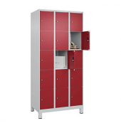 Schließfachschrank Classic Plus lichtgrau, rubinrot 080010-305 S10001, 15 Schließfächer 90,0 x 50,0 x 195,0 cm