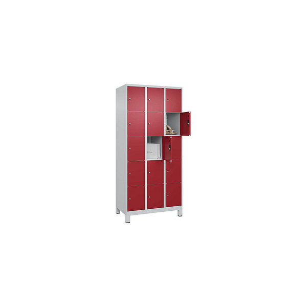 4066681681361 - Schließfachschrank Classic Plus lichtgrau rubinrot 080010-305 S10001 15 Schließfächer 900 x 500 x 1950 cm 4066681681361 C+P 4066681681361 - Schließfachschrank Classic Plus lichtgrau rubinrot 080010-305 S10001 15 Schließfächer 900 x 500 x 1950 cm 4066681681361 C+P