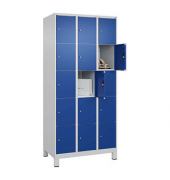 Schließfachschrank Classic Plus enzianblau, lichtgrau 080010-305 S10003, 15 Schließfächer 90,0 x 50,0 x 195,0 cm