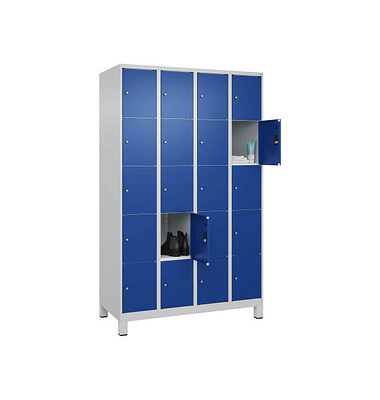 Schließfachschrank Classic Plus enzianblau, lichtgrau 080010-405 S10003, 20 Schließfächer 120,0 x 50,0 x 195,0 cm