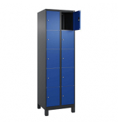 Schließfachschrank Classic Plus enzianblau, schwarzgrau 080010-205 S10041, 10 Schließfächer 60,0 x 50,0 x 195,0 cm