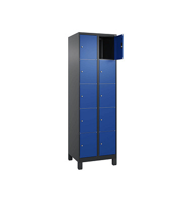 Schließfachschrank Classic Plus enzianblau, schwarzgrau 080010-205 S10041, 10 Schließfächer 60,0 x 50,0 x 195,0 cm