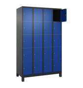 Schließfachschrank Classic Plus enzianblau, schwarzgrau 080010-405 S10033, 20 Schließfächer 120,0 x 50,0 x 195,0 cm