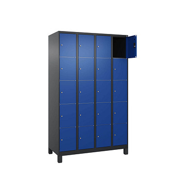 Schließfachschrank Classic Plus enzianblau, schwarzgrau 080010-405 S10033, 20 Schließfächer 120,0 x 50,0 x 195,0 cm