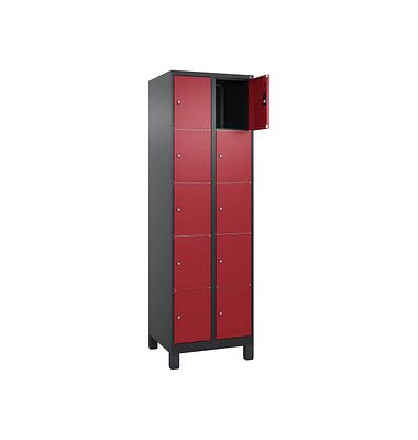 Schließfachschrank Classic Plus rubinrot, schwarzgrau 080010-205 S10042, 10 Schließfächer 60,0 x 50,0 x 195,0 cm