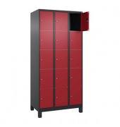 Schließfachschrank Classic Plus rubinrot, schwarzgrau 080010-305 S10040, 15 Schließfächer 90,0 x 50,0 x 195,0 cm