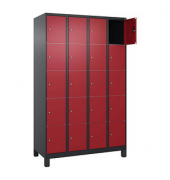 Schließfachschrank Classic Plus rubinrot, schwarzgrau 080010-405 S10034, 20 Schließfächer 120,0 x 50,0 x 195,0 cm