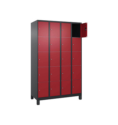 Schließfachschrank Classic Plus rubinrot, schwarzgrau 080010-405 S10034, 20 Schließfächer 120,0 x 50,0 x 195,0 cm