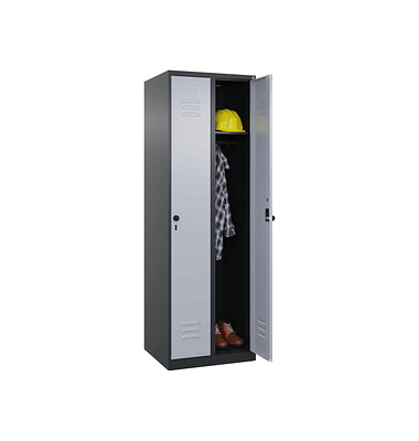 Spind Classic Plus schwarzgrau, weißaluminium 080000-20 S10111, 2 Schließfächer 90,0 x 50,0 x 185,0 cm