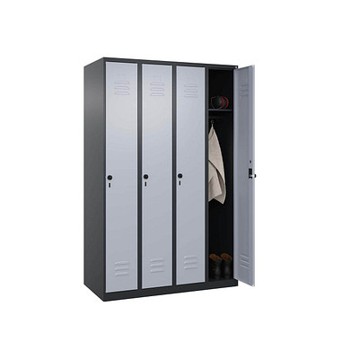 Spind Classic Plus schwarzgrau, weißaluminium 080000-40 S10091, 4 Schließfächer 120,0 x 50,0 x 185,0 cm
