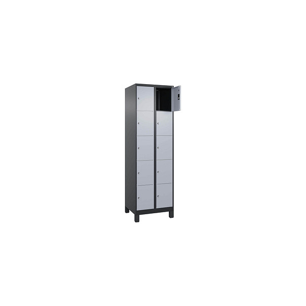 4068427573527 - Schließfachschrank Classic Plus schwarzgrau weißaluminium 080010-205 S10045 10 Schließfächer 600 x 500 x 1950 cm 4068427573