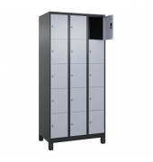 Schließfachschrank Classic Plus schwarzgrau, weißaluminium 080010-305 S10043, 15 Schließfächer 90,0 x 50,0 x 195,0 cm
