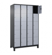 Schließfachschrank Classic Plus schwarzgrau, weißaluminium 080010-405 S10038, 20 Schließfächer 120,0 x 50,0 x 195,0 cm