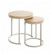 Beistelltisch 47787, 43/49cm (H), 32/45cmx32/35cm (BxT), rund, eiche / grau