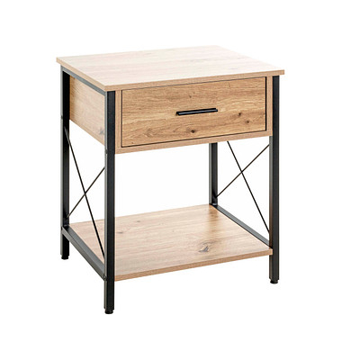 Beistelltisch Konsole 52470, 60cm (H), 45x40cm (BxT), rechteckig, eiche / schwarz