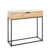 Konsolentisch 52482, 77cm (H), 80x28cm (BxT), rechteckig, eiche / schwarz