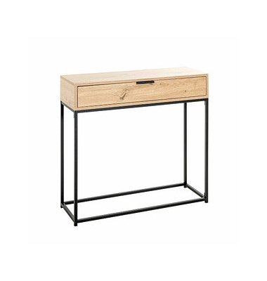 Konsolentisch 52482, 77cm (H), 80x28cm (BxT), rechteckig, eiche / schwarz