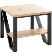 Beistelltisch 52495, 48cm (H), 55x55cm (BxT), rechteckig, eiche / schwarz
