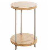 Beistelltisch 52712, 50cm (H), 30x30cm (BxT), rund, eiche / grau