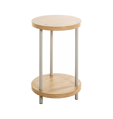 Beistelltisch 52712, 50cm (H), 30x30cm (BxT), rund, eiche / grau