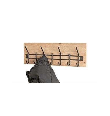 Wandgarderobe 54440 eiche Holz 7 Haken 60,0 x 20,0 cm