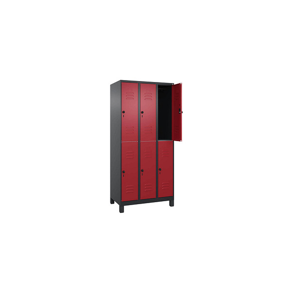 4068427352757 - Spind Classic Plus rubinrot schwarzgrau 080310-30 S10124 6 Schließfächer 900 x 500 x 1950 cm 4068427352757 C+P-Möbel 4068427352757 - Spind Classic Plus rubinrot schwarzgrau 080310-30 S10124 6 Schließfächer 900 x 500 x 1950 cm 4068427352757 C+P-Möbel