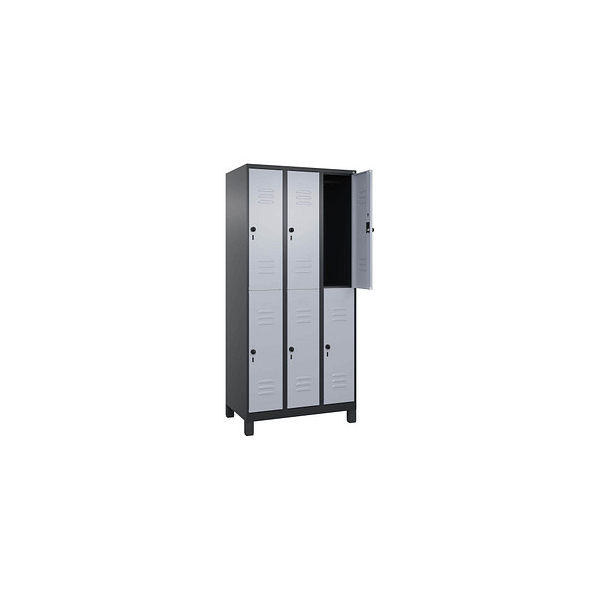 4068427573701 - Spind Classic Plus schwarzgrau weißaluminium 080310-30 S10147 6 Schließfächer 900 x 500 x 1950 cm 4068427573701 C+P-Möbel 4068427573701 - Spind Classic Plus schwarzgrau weißaluminium 080310-30 S10147 6 Schließfächer 900 x 500 x 1950 cm 4068427573701 C+P-Möbel