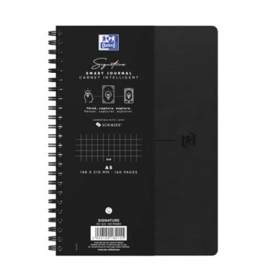 Notizbuch 400155784, Signature, schwarz, A5, kariert, 80g, 80 Blatt / 160 Seiten