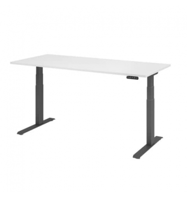 Schreibtisch Basic, elektrisch höhenverstellbar, 64-129cm (H), 180x80cm (BxT), rechteckig, weiß / graphit