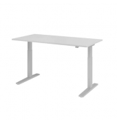Schreibtisch, elektrisch höhenverstellbar, 70-120cm (H), 160x80cm (BxT), rechteckig, grau / silber