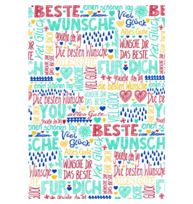 Geschenkpapier 3A.8399.2, Glückwünsche, 50cm x 250m, bunt