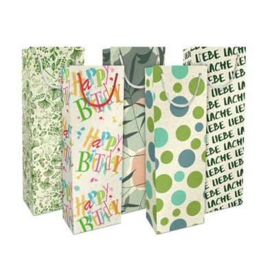 Geschenktasche 4064-24360/PBS, verschiedene, mit Tragekordel, 5 Motive sortiert, 12cm x 36cm