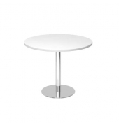 Besprechungstisch VSTF10/W/C, 74,5cm (H), 100x100cm (BxT), rund, weiß / silber