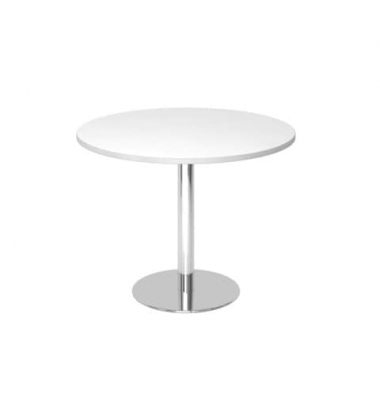 Besprechungstisch VSTF10/W/C, 74,5cm (H), 100x100cm (BxT), rund, weiß / silber