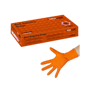 Einweghandschuhe Nitril StellarGrip Orange, Nitril, lebensmittelecht, orange, Größe 10 / XL,