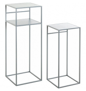 Beistelltisch 25107, 63/85cm (H), 26/30cmx26/30cm (BxT), rechteckig, grau / grau