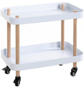 Beistelltisch 54318, 47cm (H), 50x30cm (BxT), oval, weiß / natur