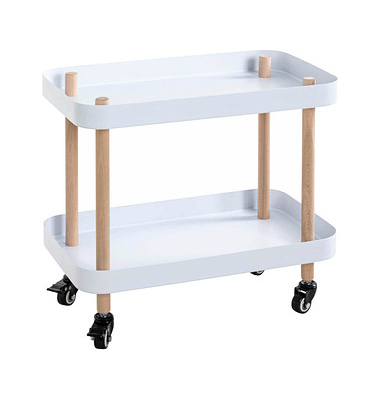 Beistelltisch 54318, 47cm (H), 50x30cm (BxT), oval, weiß / natur
